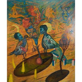 Attr. Jonathan Barbieri, Abstract Bird Figures, oil
