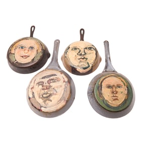 Ira Yeager, Four Painted Portraits on Pans