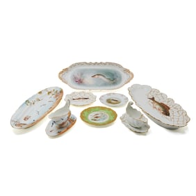 Limoges Porcelain Fish Service and Additional