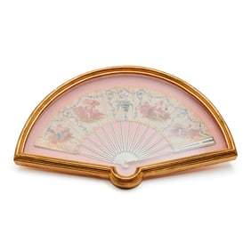 19th Century Continental Bone and Painted Silk Fan