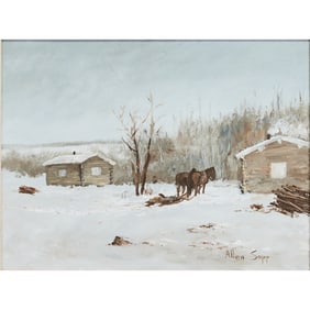 Allen Sapp, Visiting at Red Pheasant Reserve,acrylic