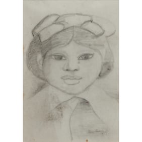 Diego Rivera, Sketch of Girl, charcoal on paper