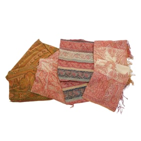 Four French Jacquard Shawls or Coverlets