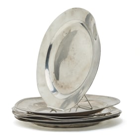 Six 18th Century English Pewter Chargers