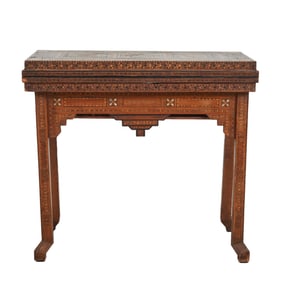 Indo-Syrian Inlaid Flip-Top Games Table