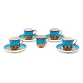 Nine Minton Porcelain Chinoiserie Demitasse Items