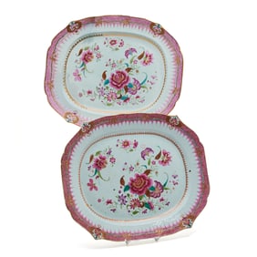 Two Chinese Export Porcelain Famille Rose Platters