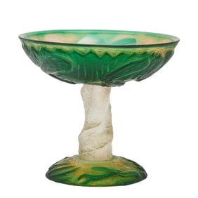 Chameleon and Dragonfly Motif Glass Centerpiece Bowl