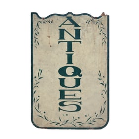 Large Painted Wood "Antiques" Sign