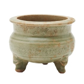 Chinese Yaozhou Celadon Tripod Censer