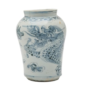 Chinese Blue and White Dragon Jar