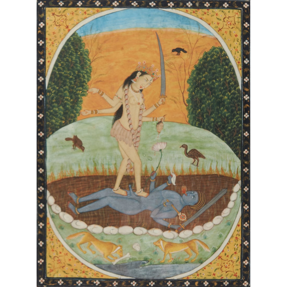 Indian Painted Miniature, Kali (1 of 3)