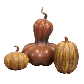 Three Large Decorative Ceramic Gourds