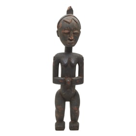African Congo Luba Carved Figure of Standing Woman