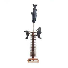 Contemporary Copper Fish Motif Table Lamp