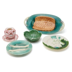 Collection Asparagus/Vegetable Motif Majolica Dishes