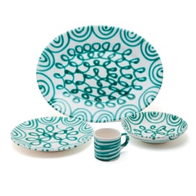 Gmundner Keramik Green Flame Dinner Service