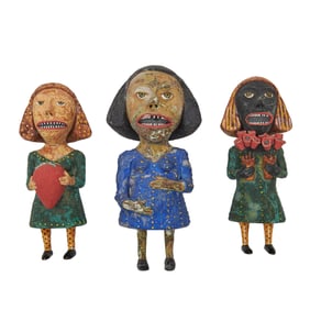 Wesley Anderegg, Three Painted Pottery Studio Figures