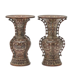 Pair of Chinese Cloisonne Zun Vases