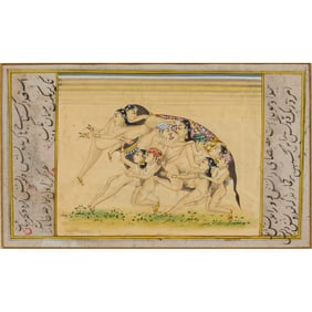 Mughal School Erotic Elephant Painting