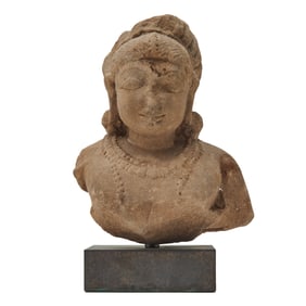 Indian Carved Sandstone Female Bust