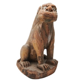 Chinese Wood Seated Foo Dog