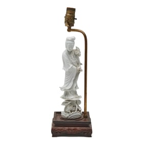 Chinese White Porcelain Bodhisattva as Lamp