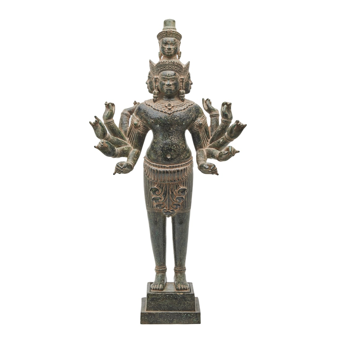 Cambodian Bronze Four-Headed Standing Buddha (1 of 5)