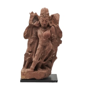 Indian Red Sandstone Stele of a Buddhist Deity