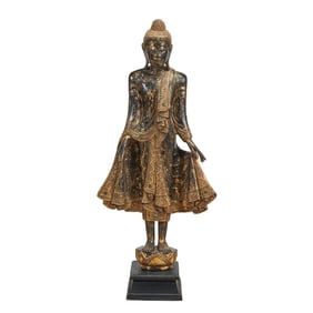 Thai Giltwood and Lacquered Standing Buddha