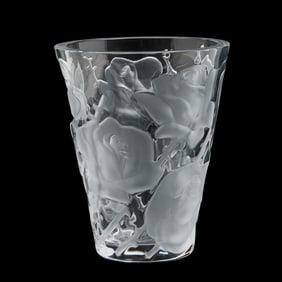 Lalique Ispahan Rose Crystal Vase