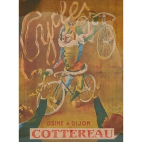 Antique French Cottereau Cycles Poster, Signed H. Gray