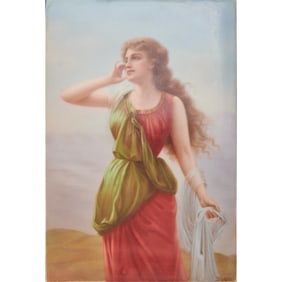 KPM Style Porcelain Painted Plaque After Bisson, "Echo"