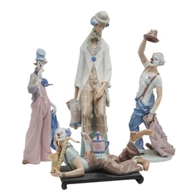 Collection of Lladro Porcelain Clown Figures