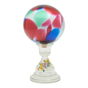 Free Blown Witch Ball on Enameled Stand