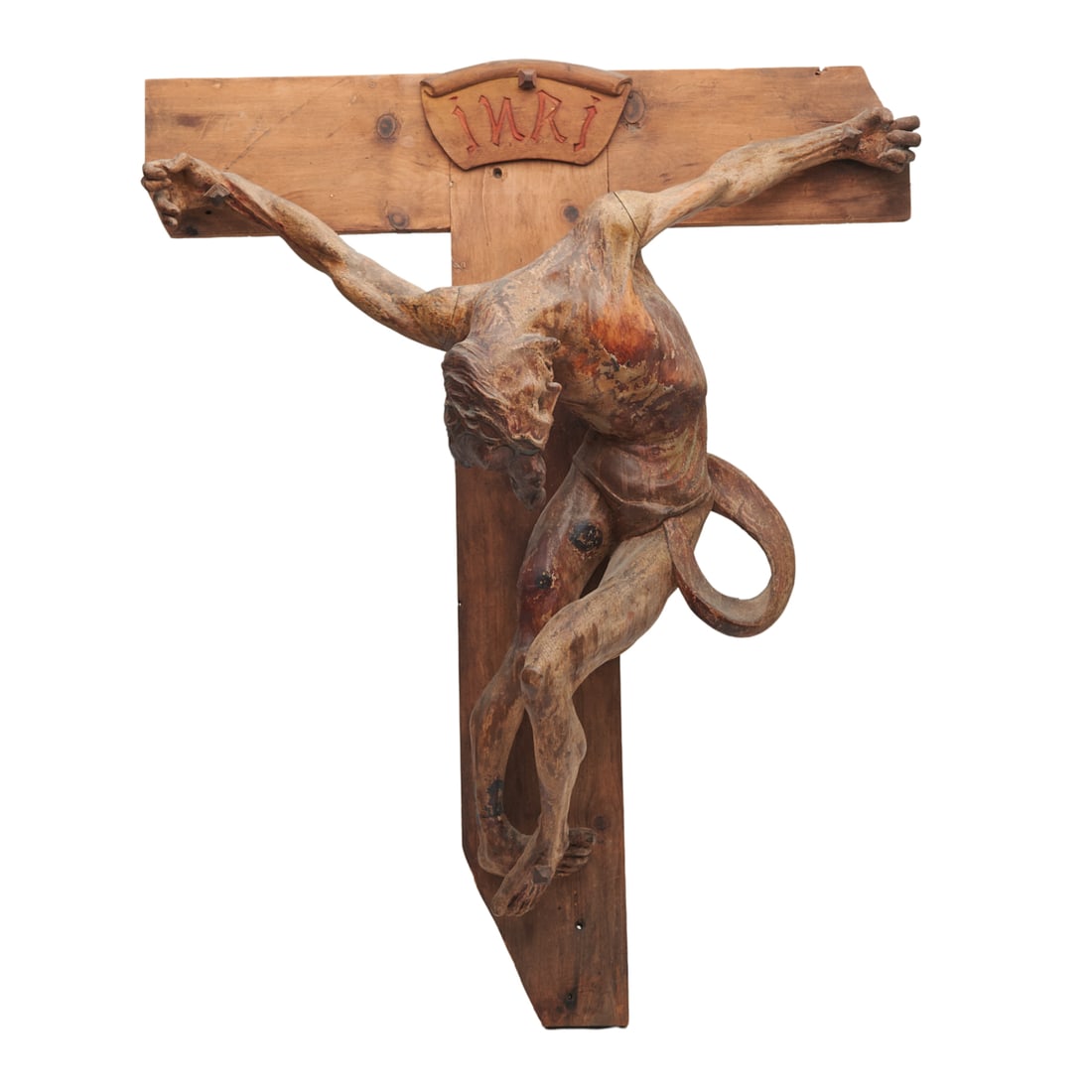 Carved and Painted Wood Christ on Crucifix (1 of 4)