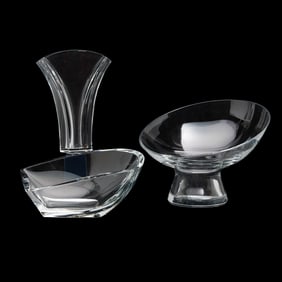 Baccarat Crystal Vase and Two Decorative Bowls