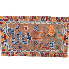 Nepalese Wool Rug with Dragon and Phoenix