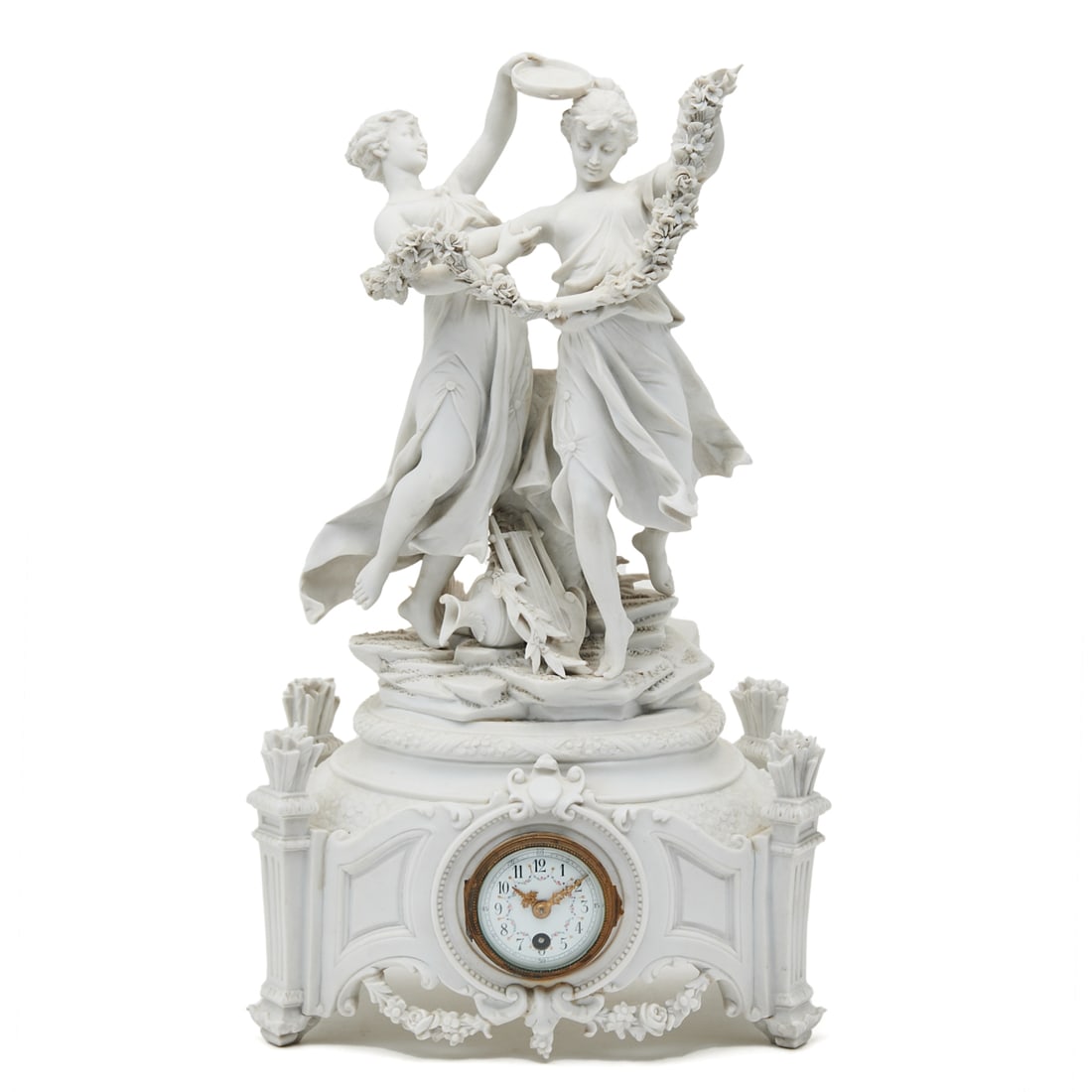 Sevres Style White Bisque Figural Mantel Clock (1 of 5)