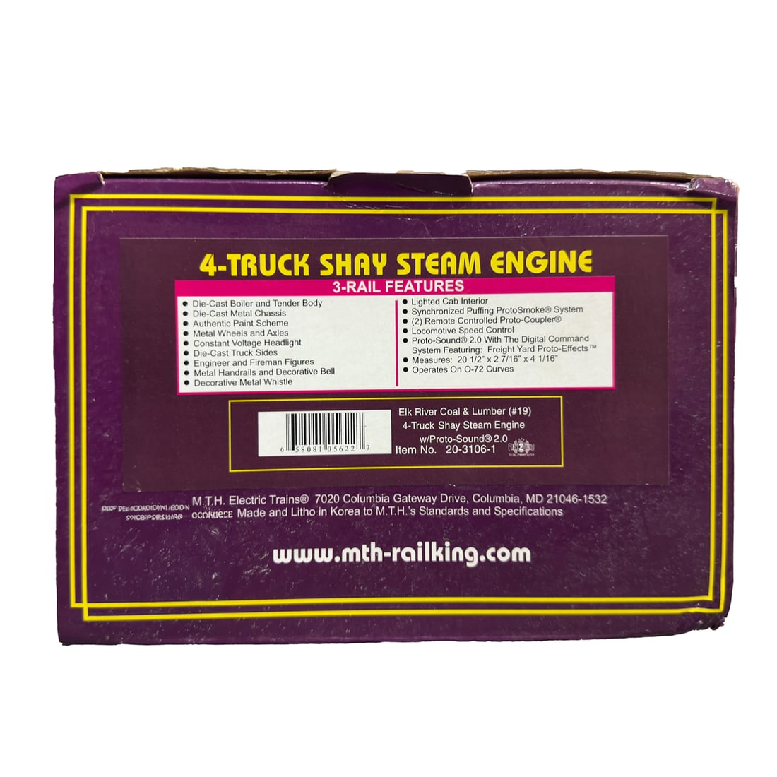 MTH 20-3106-1 4 Truck Shay Steam Engine and Tender (1 of 1)