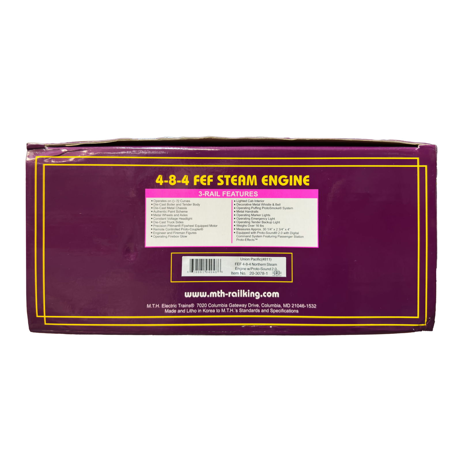 MTH 20-3078-1 4-8-4 FEF Union Pacific Steam Engine (1 of 1)