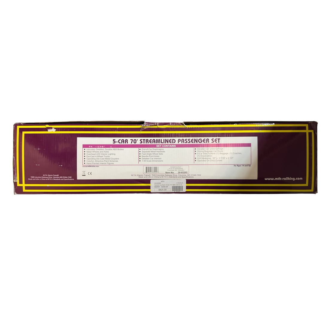 MTH 20-65265 Five Car Streamlined Passenger Set (1 of 1)