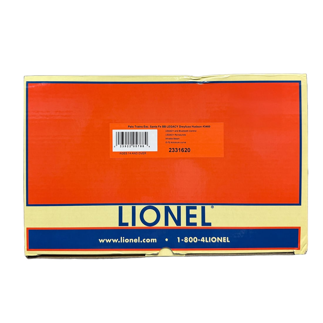 Lionel 2331620 Santa Fe Dreyfuss Hudson Engine: Lionel 2331620 Santa Fe Dreyfuss Hudson Engine. Condition: Box with minor wear overall, tear to edge.