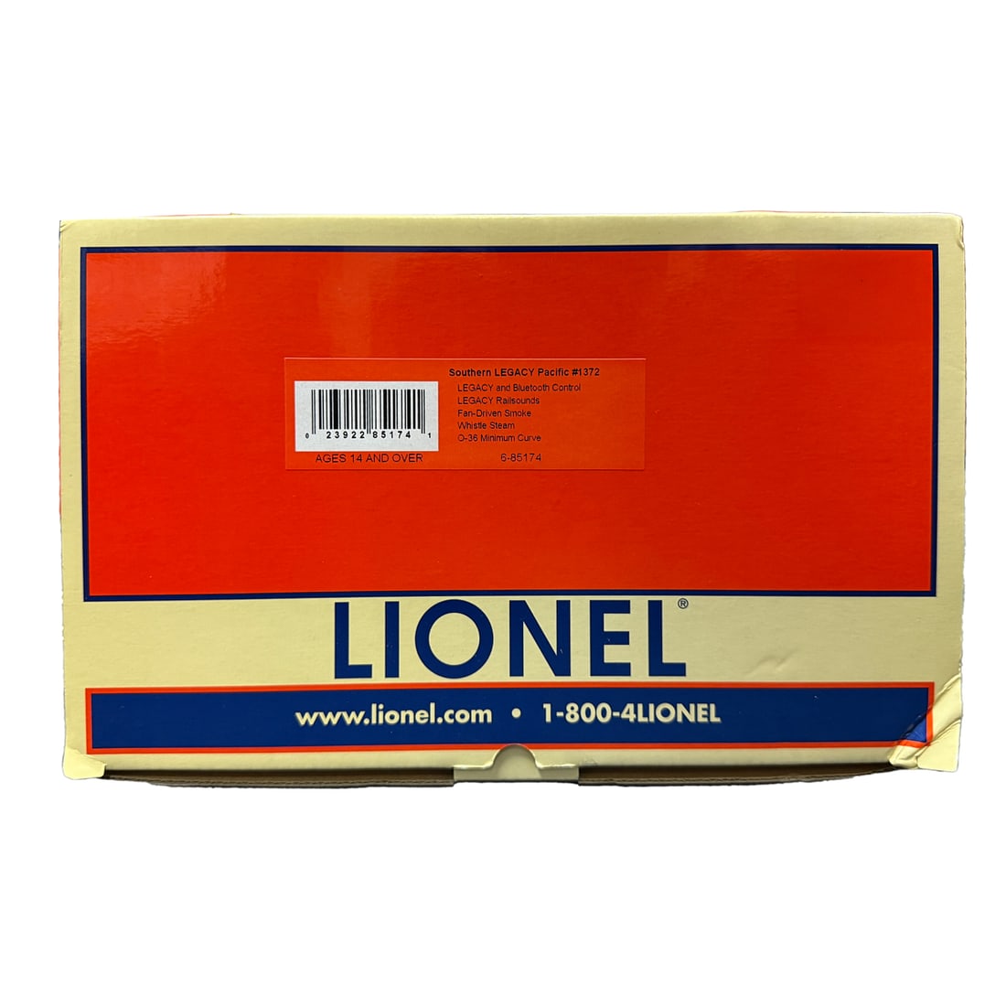 Lionel 6-85174 Southern Legacy Pacific #1372: Lionel 6-85174 Southern Legacy Pacific #1372. Condition: Box with very minor wear overall, bends to cover corners.