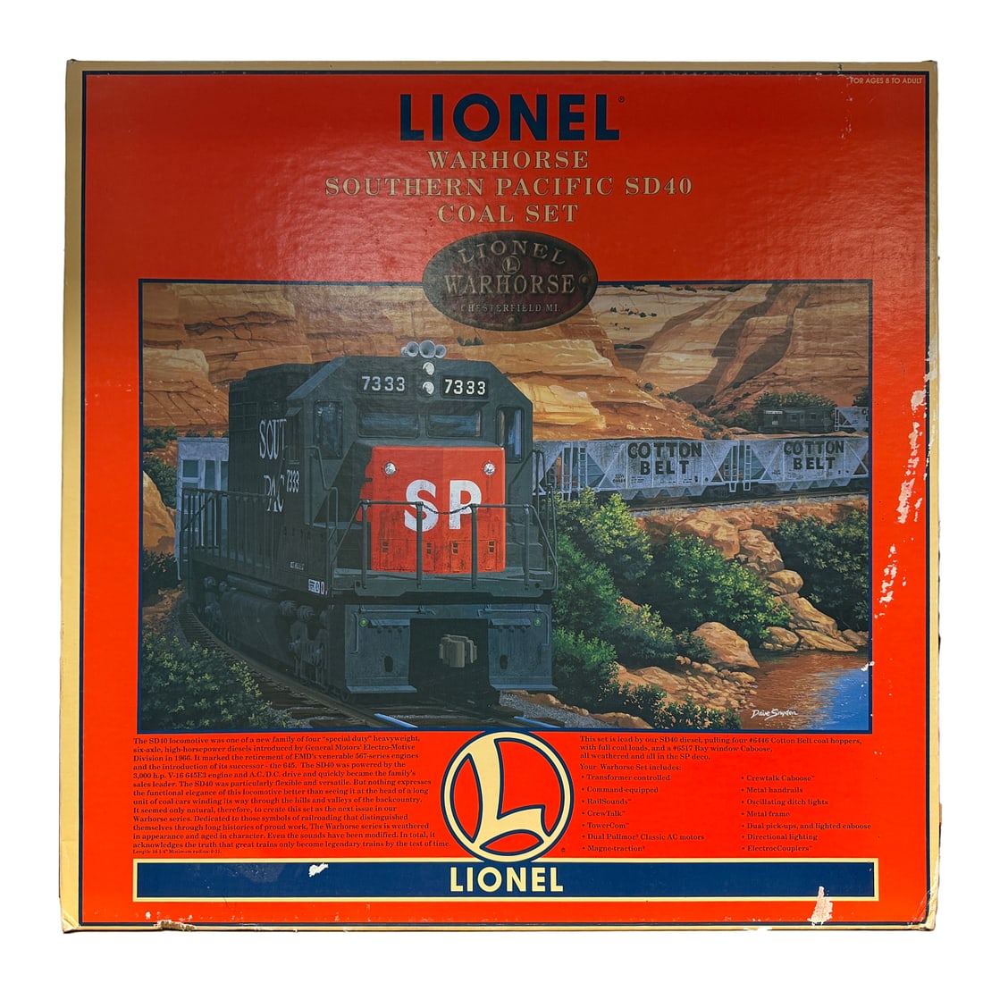 Lionel 6-11940 Warhorse Southern Pacific Coal Set: Lionel 6-11940 Warhorse Southern Pacific Coal Set. Condition: Some wear to box, mainly corners and edges. Previous tape removed some of the surface.