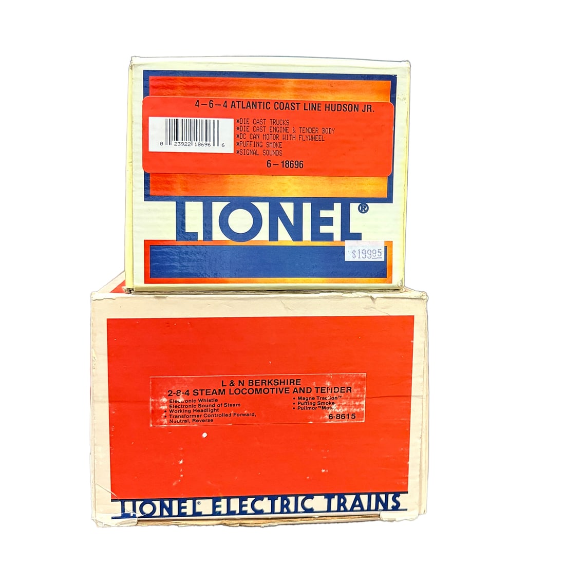 Lionel L&N Berkshire and Atlantic Coast Steam Engines: Lionel L&N Berkshire and Atlantic Coast Hudson Steam Engines. Condition: Minor wear to boxes, one with discoloration.