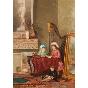 William F. Jackson, Room Interior Scene, oil on board