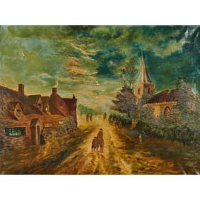 European School, Town Landscape, oil on canvas