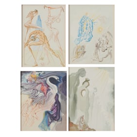 Salvador Dali, four wood engravings from Divine Comedy