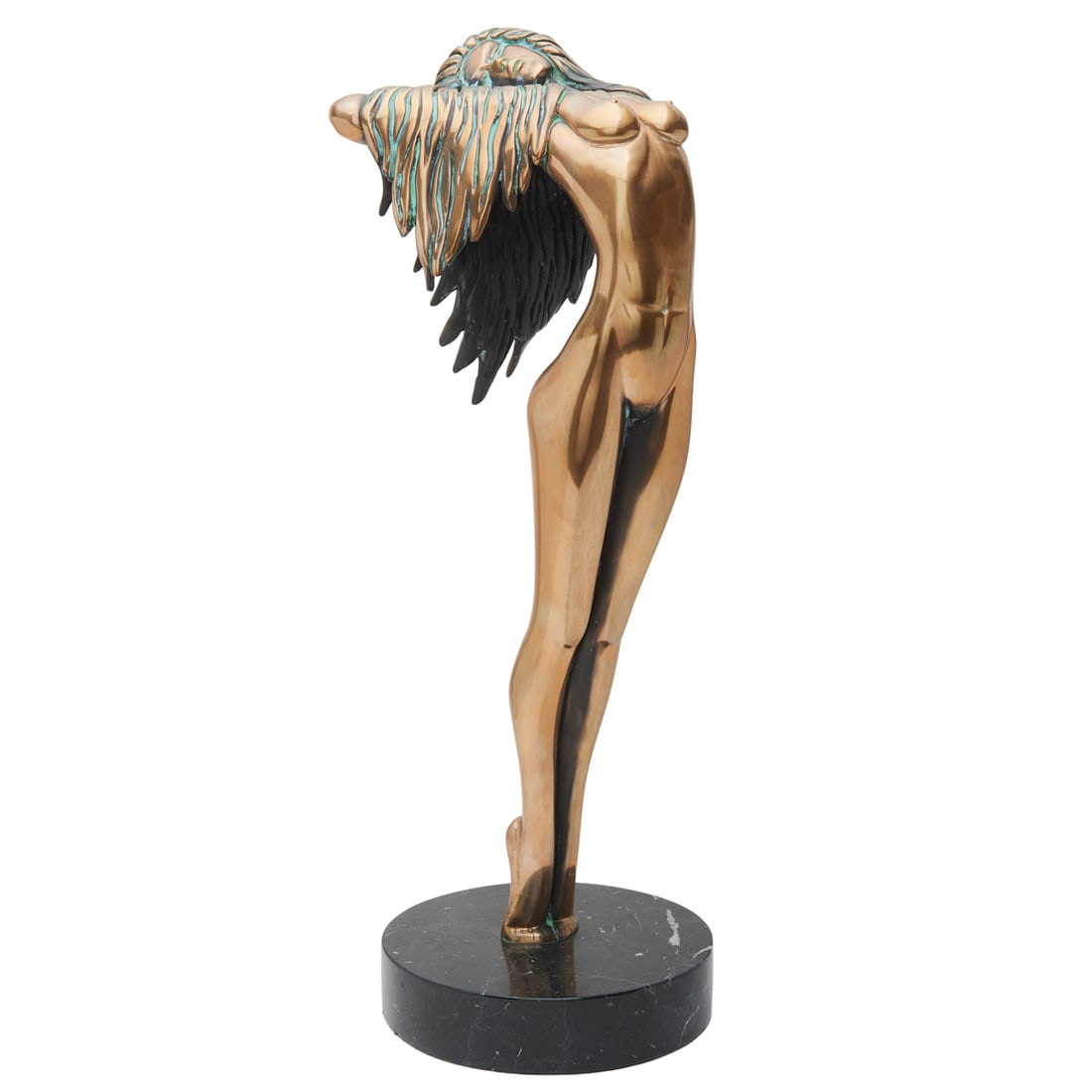 Tom Bennett, Sun Dancer, bronze: TOM BENNETT (American, born 1928), Sun Dancer, 1985, bronze on marble base, (approximate dimensions - overall: 27 H x 10 W x 9 D inches), numbered 62/150, signed, and dated verso on right foot. Condit